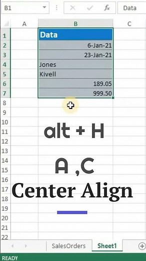 Keyboard shortcut to center-align cell content in MS Excel #computerexcel #excel