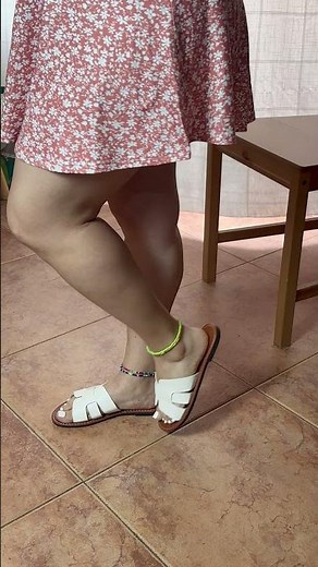 Casual White Flat Sandals with Floral Dress