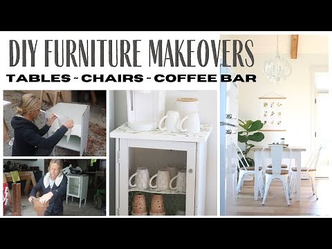 Furniture Makeovers ~ DIY Tables ~ Furniture Repurpose ~ DIY Coffee Bar ~ Before and After Furniture