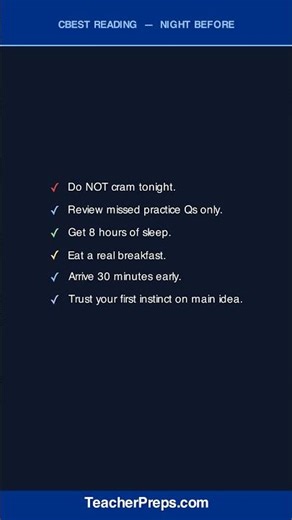 CBEST Reading Night Before Your Exam | Teacher Certification | #Shorts