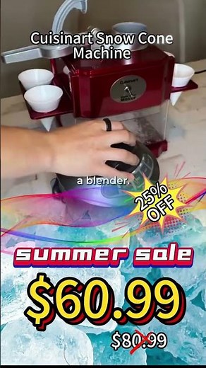 Cuisinart Snow Cone Machine - Makes 5 Icy Cones for Slushies & Frozen Drinks - Includes Re