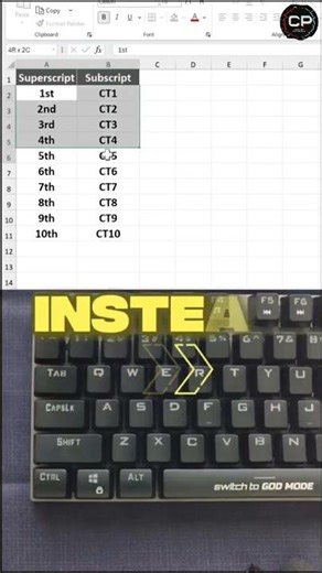 Superscript and Subscript in Excel 🙌👌 #computereducation