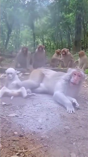 Baby monkey inflates balloon too much… the EXPLOSION sends mom flying 😂💥