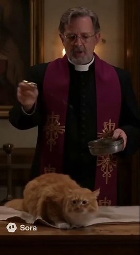🙏 Priest Blesses Cat With Holy Water — and It Immediately Loses Its Mind! 😹💦