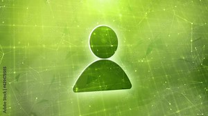 Person icon on green detailed technology background. Global social communication and connection network.