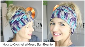 Crochet Messy Bun Hat Tutorial for Beginners with Video Instructions