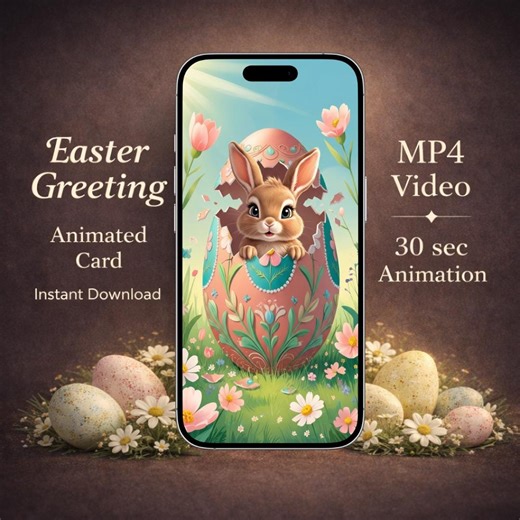 Easter Bunny Greeting, Animated Digital Card, Spring Message for Kids and Family - Etsy