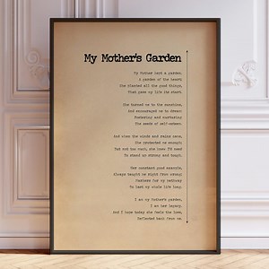 My Mother's Garden Poem Poster Print - Funeral Poem for Mum, Remembrance Poem, Memorial Poetry Wall Art, Framed or Unframed, Funeral Reading - Etsy