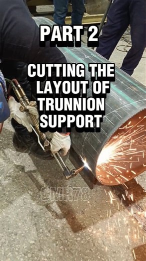 Cutting the layout of Trunnion support. #fabrication #steel #pipe #highlights #fabricator | Christopher Rejano