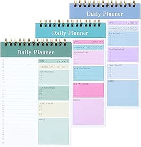 Set of 3 To Do List Notepad, 52 Sheets Undated Daily Planner 2025, 5.2"x7.8" To Do List Notebook, Daily Checklist for School/Office Supplies