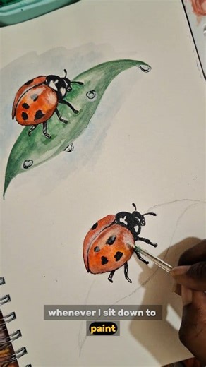 6.9K views · 74 reactions | Easy Ladybug painting tutorial _ using watercolor.  | Siam The Artist | Facebook