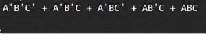 Simplify the Boolean expression:A'B'C'   A'B'C   A'BC'   AB'C... | Filo