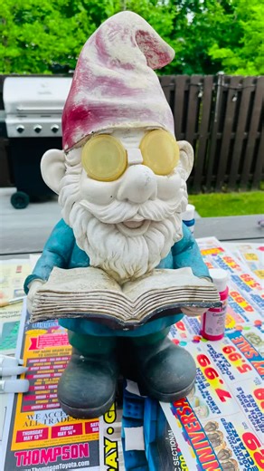 See how I bring my old garden gnome back to life. ❤️ #gnome #garden #gardenlife #transformation #transformationvideos #painting #tiktoktransformation