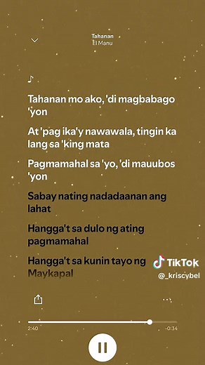 Tahanan by El Manu 🎵🎶 #spotify #lyrics #lyricsvideo #tahanan #elmanu