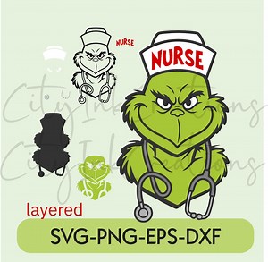 Nurse SVG Designs Grinch PNG Sublimation Design Layered Grinch Svg Cut File Nurse Christmas Ornaments Svg Grinch Ornaments Svg - Etsy