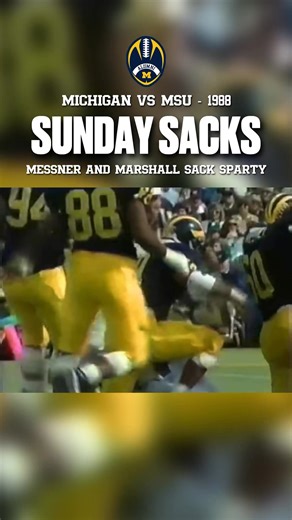Mark Messner and Alex Marshall Sack Sparty: Michigan routs Michigan State 38-7 in 1988 #SundaySacks The 1988 Wolverines finished 9–2–1, went 7–0–1 in the Big Ten, and captured the Big Ten title en route to a Rose Bowl win over USC. Michigan outscored opponents 361–167 and was ranked No. 4 in both final AP and UPI polls. One Team. One Legacy. #GoBlue | Football Alumni of Michigan