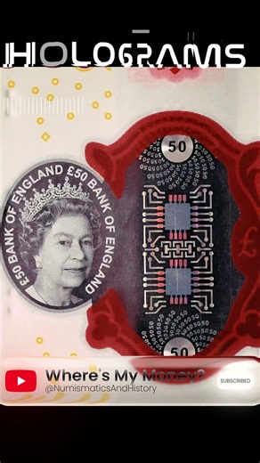 SECRET UK HOLOGRAMS #currency #banknotes #money #secret #holograms #queen #numismatics #UK #bigben