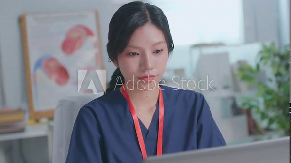 Beautiful asian woman doctor entering electronic medical records. Medical, asia female working with computer in medical consultation at hospital. which are recording diagnosis and patient symptoms.