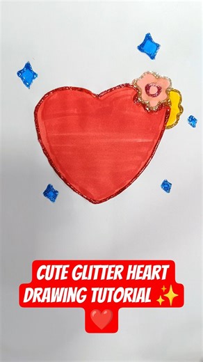 Cute Glitter Heart Drawing Tutorial ✨❤️ #shorts #heartdrawing #easydrawing #glitterart
