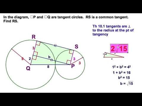 Tangents - 3 problems including common internal tangent and common external tangent / 10.1