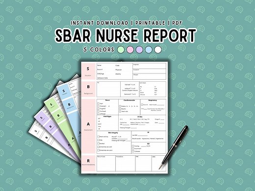 SBAR Nurse Report Sheet Template: Nursing Student Printable (PDF Instant Download) - Etsy