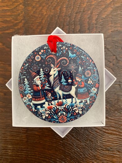 Custom Scandinavian Yule Goat Ceramic Christmas Ornament: Swedish Folk Art - Single and Doubled-sided Ornament - Etsy