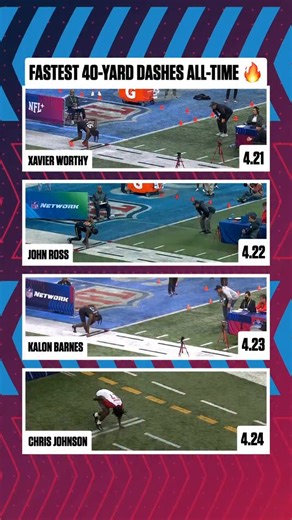 A side-by-side look at the fastest 40-yard dashes of all time 👀 2026 NFL Combine starts Feb. 26 on @nflnetwork Stream on @NFLPlus | NFL