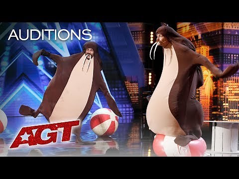 Sethward Returns As A Walrus And Falls Off Stage - America's Got Talent 2019