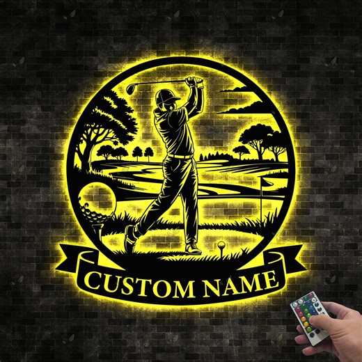 Custom Golf Name Sign With LED Light, Personalized Golf Player Sign, Golf Course Wall Art, Golfer Gift, Man Cave Sports Decor, Golf Wall Art - Etsy