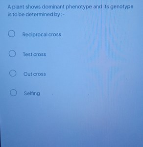 A plant shows dominant phenotype and its genotype is to be dete... | Filo