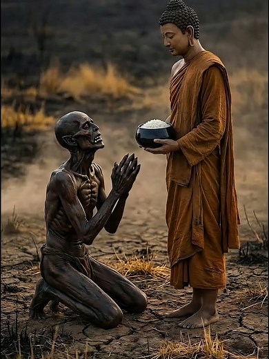 The Hungry Ghost Stole Buddha’s Rice… Then the Earth Judged Him #BuddhaStory #HungryGhost #Karma#buddhawaylife.com