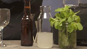 hand pouring to cup from the blender - panning Stock Video