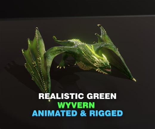 ArtStation - Realistic Green Wyvern Animated Low-poly 3D Model | Game Assets