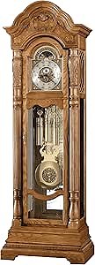 Howard Miller Nicolette Grandfather Clock, Golden Finishing Wooden Frame with Crystal Cut Glass & Adjustable Levelers, Analog Display Triple-Chime Movement Perfect for Office & Home Decor
