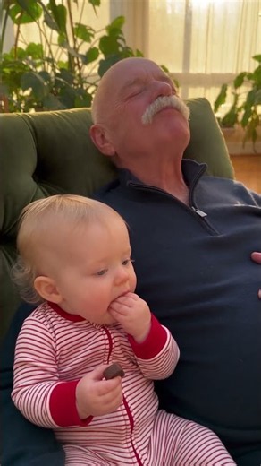 Look How This Baby Copies Grandpa's Chocolate Moment! 👴🍫 #Grandpa
