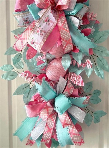 Easter Teardrop Swag | Handmade Pastel Spring Door Decor - Etsy