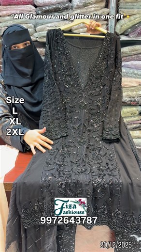 Fiza Fashionss on Instagram: "“All glamour and glitter in a fit ❄️🖤 #fizafashionss #premium#readytowear#eidwear#designerwear"