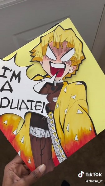 Zenitsu Graduation Cap Design | Anime Inspired | Demon Slayer
