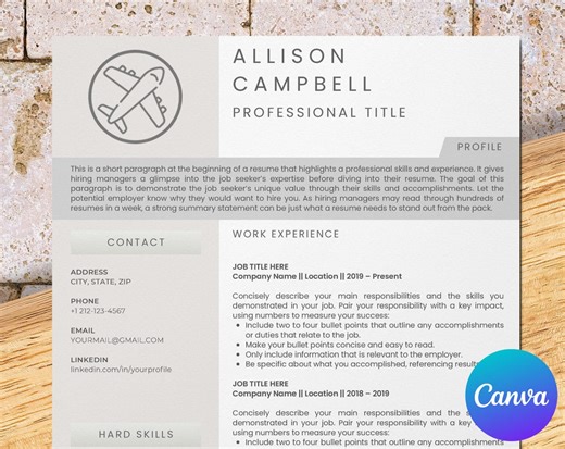 Pilot Resume Template for Canva: Craft a Resume That Takes Your Aviation Career to New Heights - Etsy