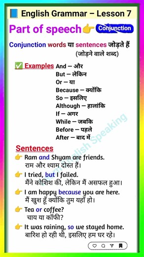 Conjunction in English Grammar in Hindi | Types & Rules | Part 7 🔥
