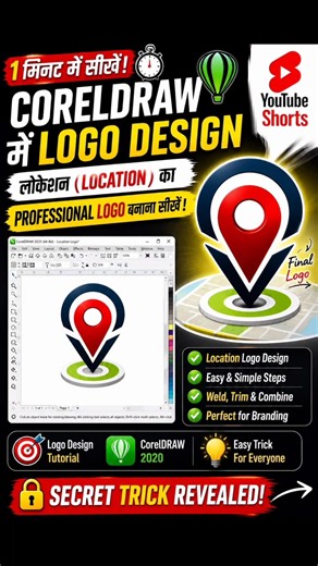 How to Make Professional Location Logo in CorelDRAW #shorts