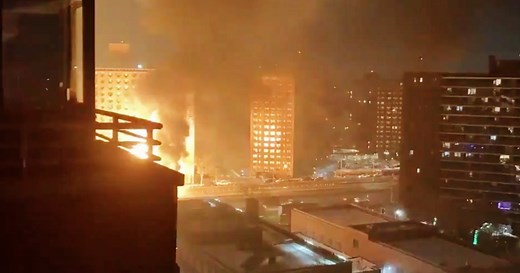 Videos show massive fire after truck flips on New York highway, exploding propane tanks