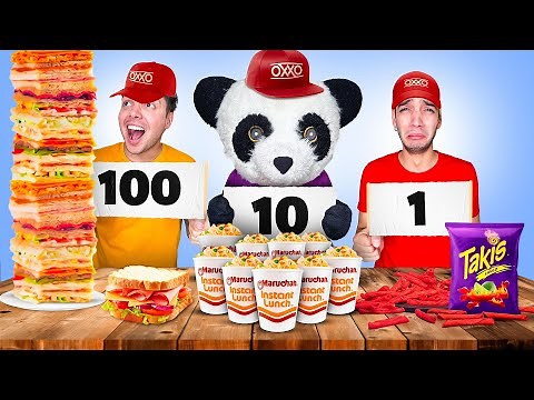 EATING 100 LAYERS OF FOOD FROM OXXO WITH YOLO ADVENTURES!!