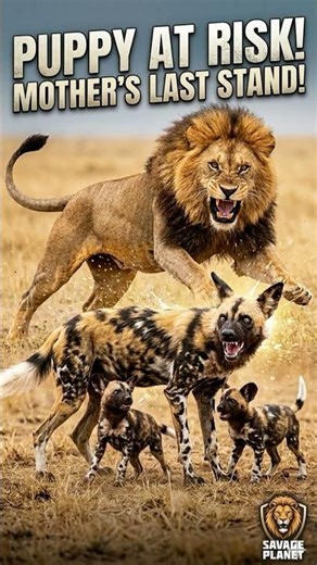 Lion vs Wild Dog The Puppy Rescue #lion #survival #wilddog #nature #wildlife #africa #animals
