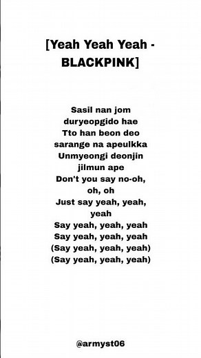 Yeah Yeah Yeah BLACKPINK (lyrics) #viral #lyrics #song #shorts #fyp #explore #kpop #blackpink #song