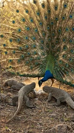"Peacock vs. Lizards: The Brutal Battle for Survival"