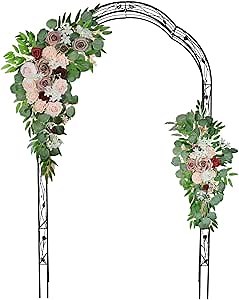 kinbor Arbor Trellis - Metal Garden Arbors and Arches, Arch Grape Vine Rose Trellis for Climbing Plants Outdoor, Wedding Arches for Ceremony