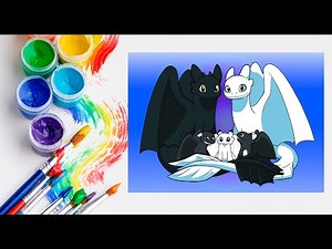 How to Draw Toothless and Light Fury's Babies Step by Step Tutorial