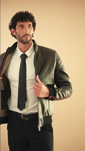 Roy Black Leather Bomber Jacket by D’Arienzo | Men’s Genuine Leather Jacket – Made in Italy