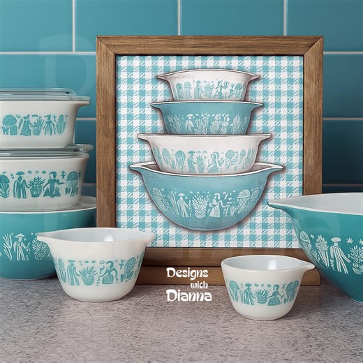 Pyrex Amish Butterprint Framed Artwork Vintage Kitchen Wall Art Gift for Pyrex Collector Retro Farmhouse Decor - Etsy